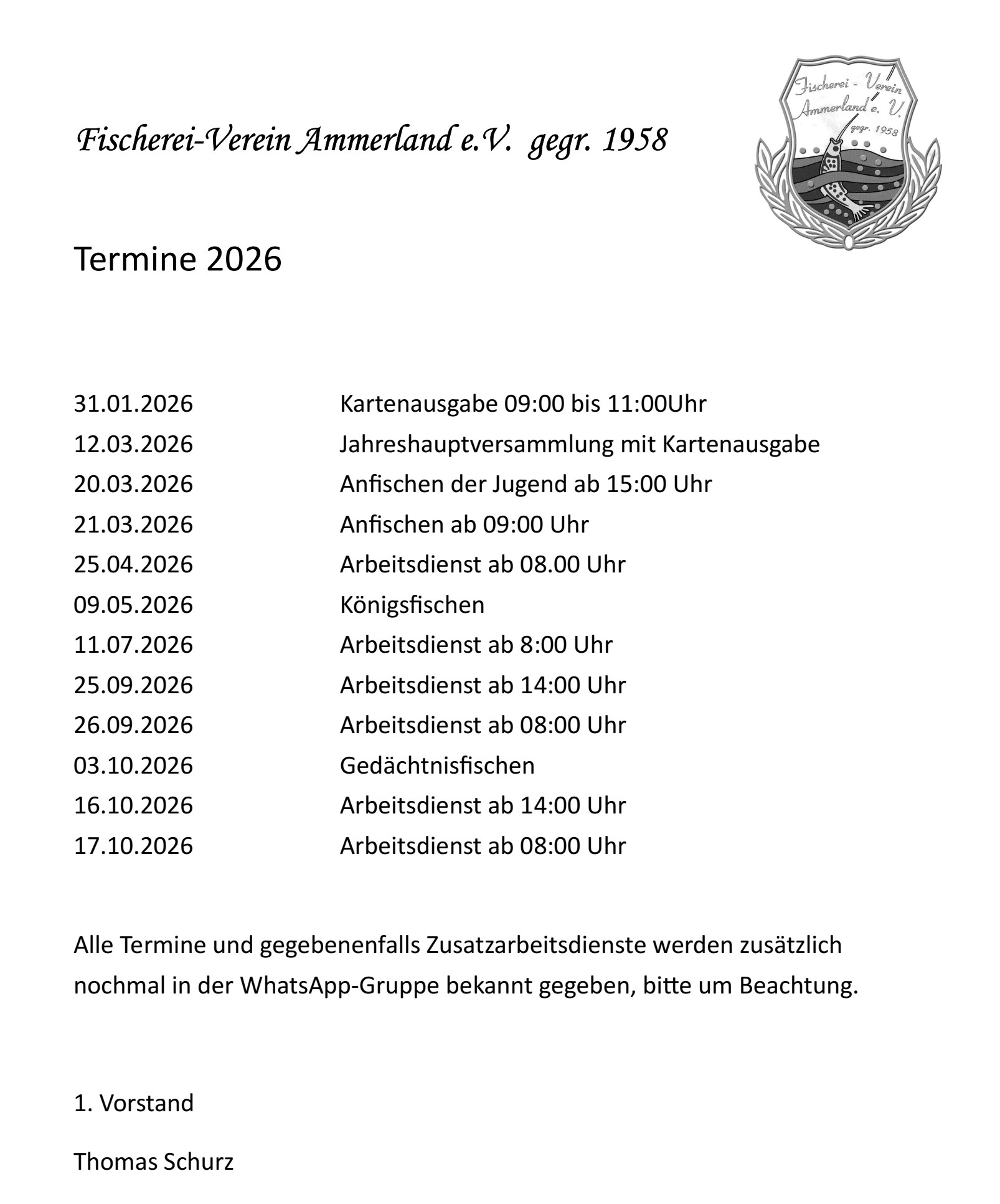 Terminübersicht 2026